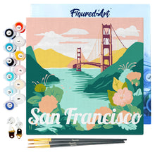 Load image into Gallery viewer, Mini Paint by numbers Travel Poster San Francisco 20x20cm already framed