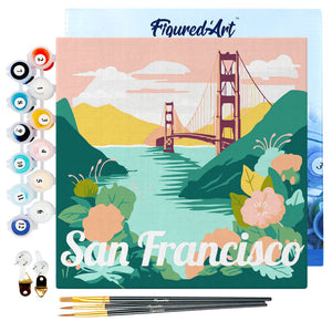 Mini Paint by numbers Travel Poster San Francisco 20x20cm already framed