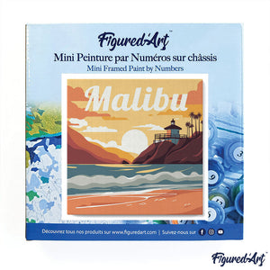 Mini Paint by numbers Travel Poster Malibu 20x20cm already framed