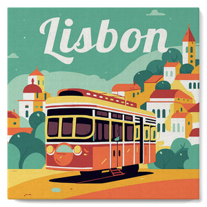 Mini Paint by numbers Travel Poster Lisbon 20x20cm already framed Figured'Art UK