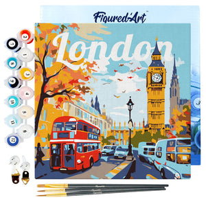 Mini Paint by numbers Travel Poster London 20x20cm already framed