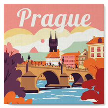 Load image into Gallery viewer, Mini Paint by numbers Travel Poster Prague 20x20cm already framed Figured&#39;Art UK