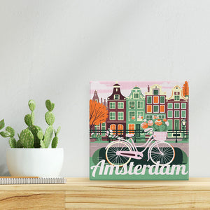 Mini Paint by numbers Travel Poster Amsterdam 20x20cm already framed