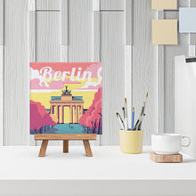 Load image into Gallery viewer, Mini Paint by numbers Travel Poster Berlin 20x20cm already framed