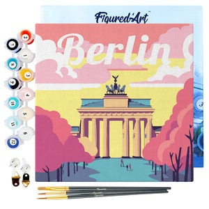 Mini Paint by numbers Travel Poster Berlin 20x20cm already framed