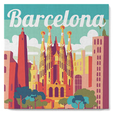 Load image into Gallery viewer, Mini Paint by numbers Travel Poster Barcelona 20x20cm already framed Figured&#39;Art UK