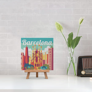 Mini Paint by numbers Travel Poster Barcelona 20x20cm already framed