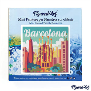 Mini Paint by numbers Travel Poster Barcelona 20x20cm already framed