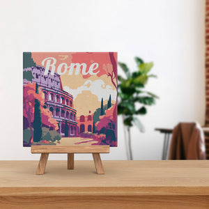 Mini Paint by numbers Travel Poster Rome 20x20cm already framed