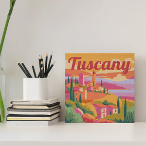 Mini Paint by numbers Travel Poster Tuscany Spring 20x20cm already framed