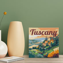 Load image into Gallery viewer, Mini Paint by numbers Travel Poster Tuscany Summer 20x20cm already framed