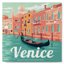 Load image into Gallery viewer, Mini Paint by numbers Travel Poster Venice 20x20cm already framed Figured&#39;Art UK