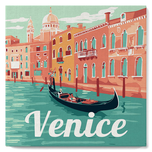 Mini Paint by numbers Travel Poster Venice 20x20cm already framed Figured'Art UK