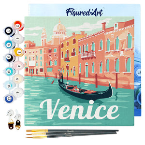 Mini Paint by numbers Travel Poster Venice 20x20cm already framed