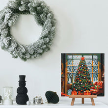 Load image into Gallery viewer, Mini Paint by numbers Christmas Tree in a Living Room 20x20cm already framed