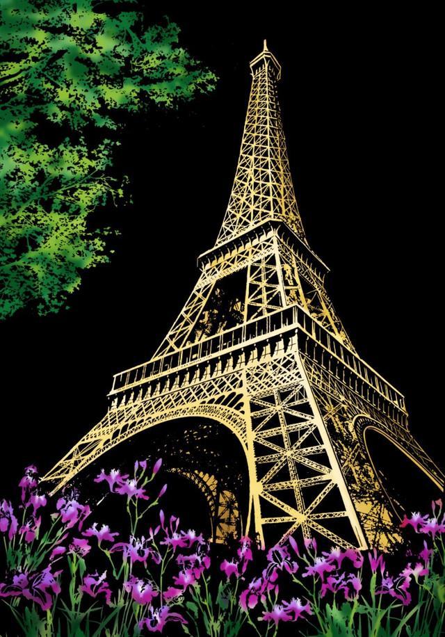 Scratch Painting - Eiffel Tower in Paris
