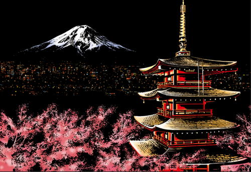 Scratch Painting - Mount Fuji in Japan