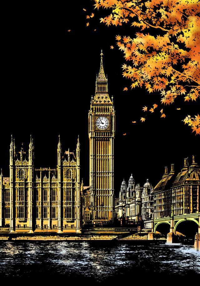 Scratch Painting - Big Ben in London