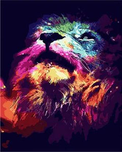 paint by numbers | Abstract Colorful Lion | animals intermediate lions new arrivals | FiguredArt