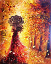 Load image into Gallery viewer, paint by numbers | Autumn Forest and Woman with Umbrella | advanced romance | FiguredArt