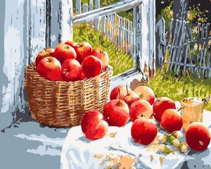 paint by numbers | Basket of Red Apples | intermediate kitchen | FiguredArt