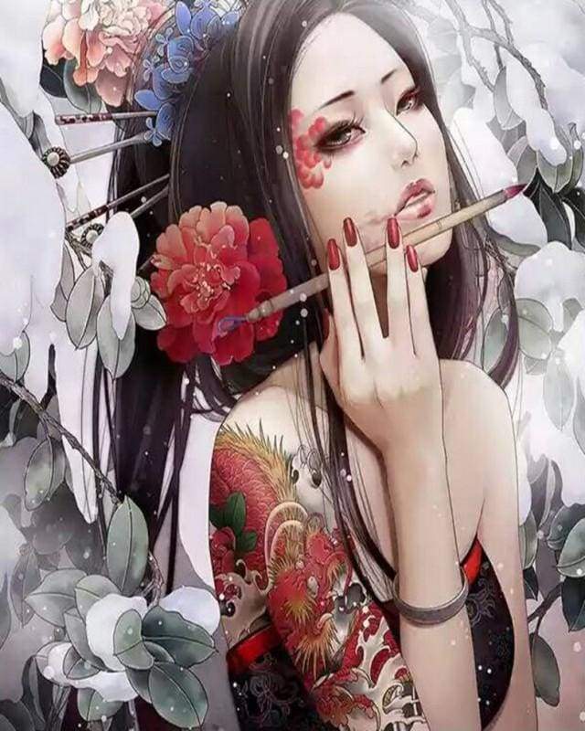 paint by numbers | Beautiful Asian lady | easy romance | FiguredArt