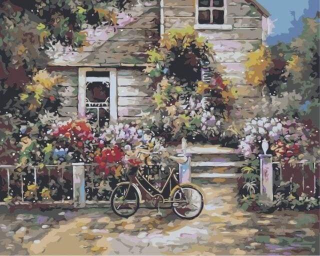 paint by numbers | Bicycle in front of the House | intermediate landscapes | FiguredArt