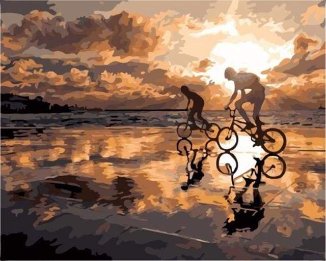 paint by numbers | Biking at Sunset | intermediate landscapes | FiguredArt