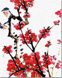 paint by numbers | Bird on a Branch | easy flowers | FiguredArt