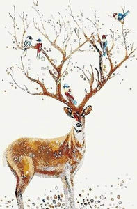 paint by numbers | Birds With Deer | advanced animals birds deer | FiguredArt