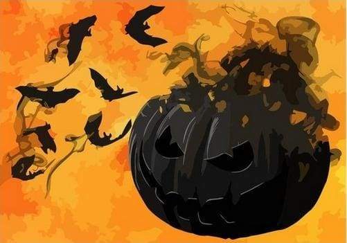 paint by numbers | Black pumpkin and Bats | easy halloween | FiguredArt