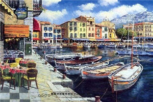 paint by numbers | Boats in Harbor | advanced landscapes ships and boats | FiguredArt