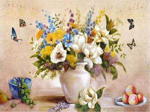 paint by numbers | Butterflies and white vase | animals butterflies easy flowers | FiguredArt