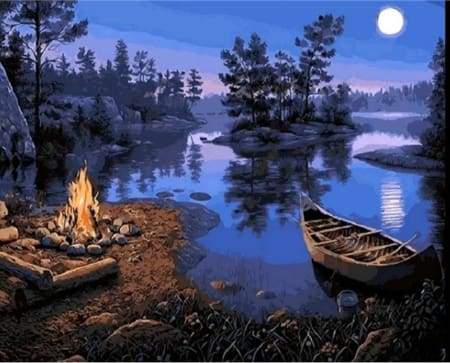 paint by numbers | Campfire | intermediate landscapes new arrivals | FiguredArt