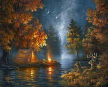 Load image into Gallery viewer, Paint by numbers | Camping under a starry night | animals advanced landscapes deer | Figured&#39;Art