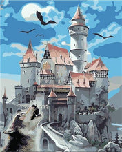 Load image into Gallery viewer, paint by numbers | Castle and Wolf | animals easy landscapes wolves | FiguredArt