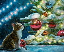 Load image into Gallery viewer, paint by numbers | Cat and Christmas Balls | advanced animals cats christmas new arrivals | FiguredArt