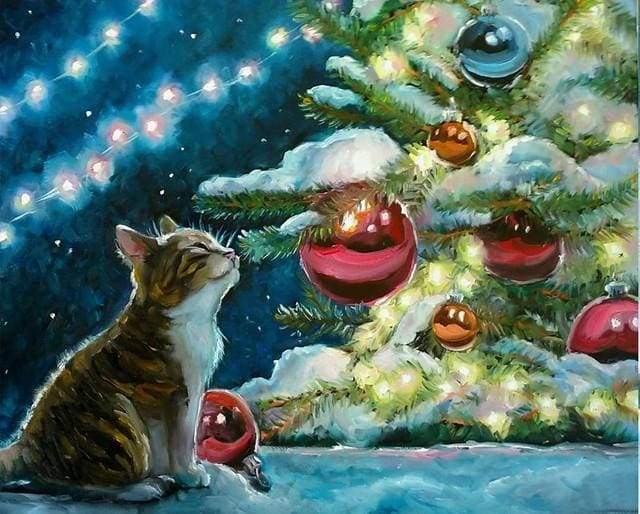 Paint by Numbers Cat and Christmas Balls – Figured'Art