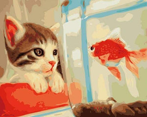 paint by numbers | Cat and Goldfish | animals cats easy | FiguredArt