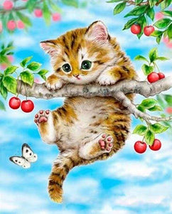 paint by numbers | Cat hanging from the tree | animals cats intermediate trees | FiguredArt