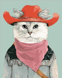 paint by numbers | Cat with Red Hat | animals cats easy new arrivals | FiguredArt