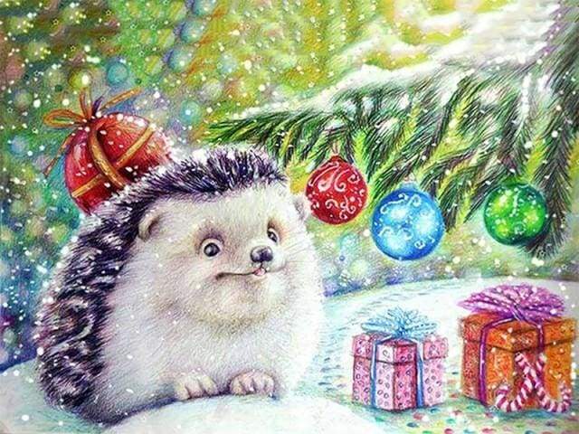 paint by numbers | Christmas Hedgehog | advanced animals christmas hedgehogs | FiguredArt