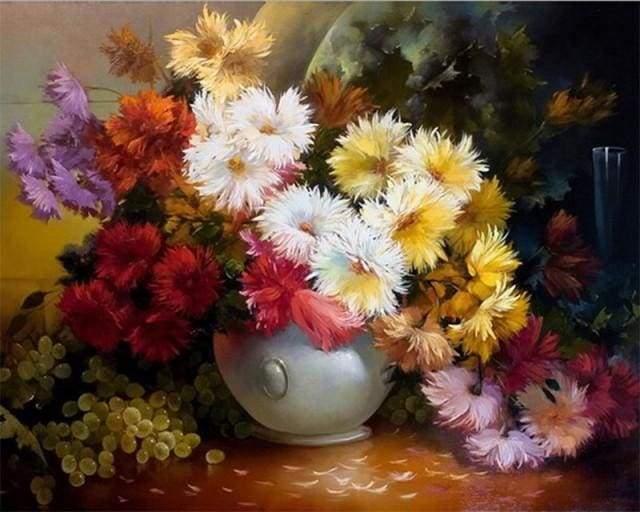 paint by numbers | Chrysanthemum Vase | advanced flowers | FiguredArt
