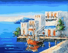Load image into Gallery viewer, paint by numbers | Coastal House | easy landscapes ships and boats | FiguredArt