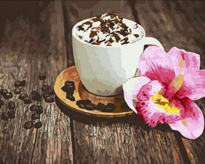 paint by numbers | Coffee and Flower | flowers intermediate | FiguredArt