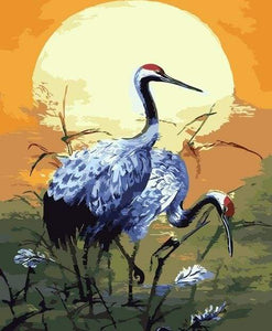 paint by numbers | Crowned cranes | animals birds cranes easy | FiguredArt