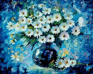 paint by numbers | Daisies and blue vase | advanced flowers | FiguredArt