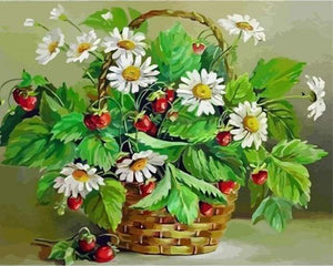 paint by numbers | Daisies and small cherries | easy flowers | FiguredArt