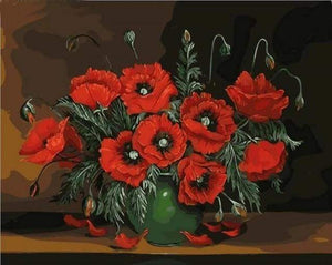 paint by numbers | Dark Red Flowers | flowers intermediate | FiguredArt