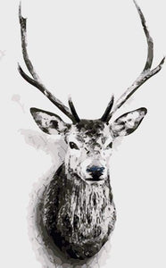 paint by numbers | Deer head Black and White | animals deer easy | FiguredArt